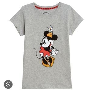 Disney Women's Minnie Mouse Graphic T Shirt Size L Gray Short Sleeve Disneyland